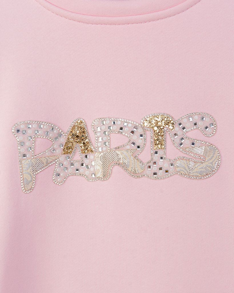 Sweatshirt „PARIS“ mit Pailletten und Strasssteinen