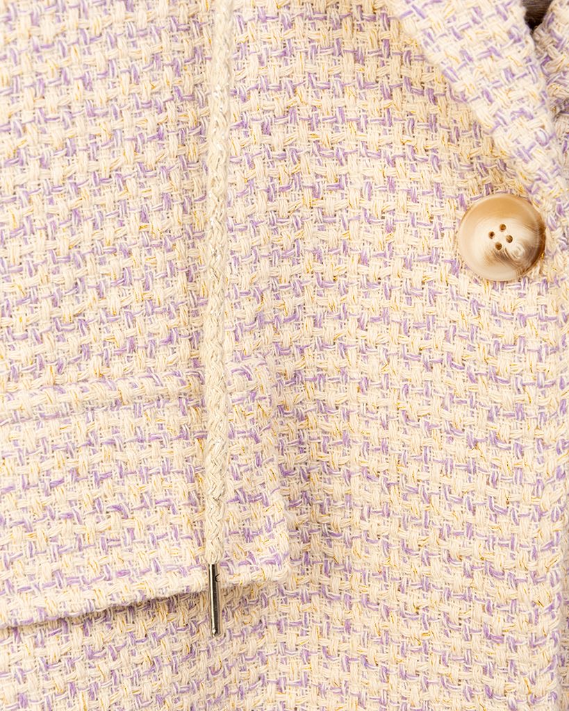 Pastell-Tweed-Blazer mit abnehmbarer Kapuze