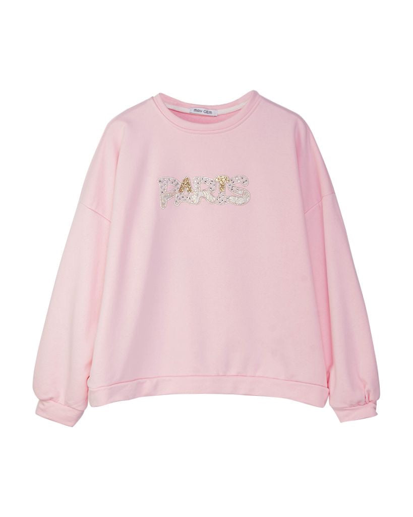 Sweatshirt „PARIS“ mit Pailletten und Strasssteinen